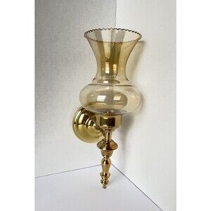 Brass Wall Candle Holder Sconce With Hurricane Glass